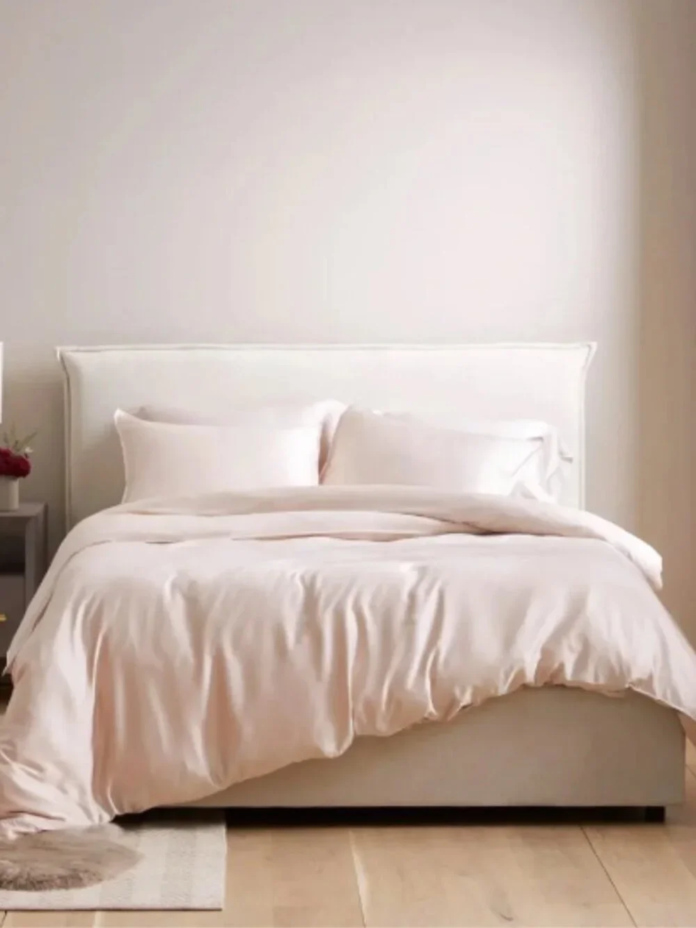 New! Quince Bamboo King Duvet Cover Set with Matching Shams in Soft Blush Pink